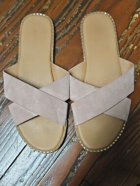 Women’s Slide Sandals - Blush Crossband Slip-On